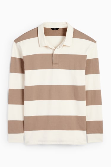 Herren - Poloshirt - gestreift - beige