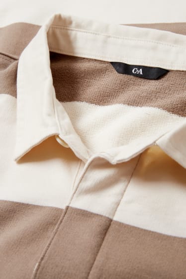 Herren - Poloshirt - gestreift - beige