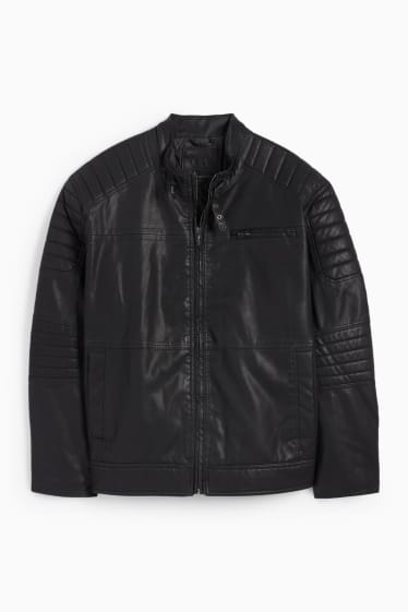 Hommes - Blouson motard - synthétique - noir