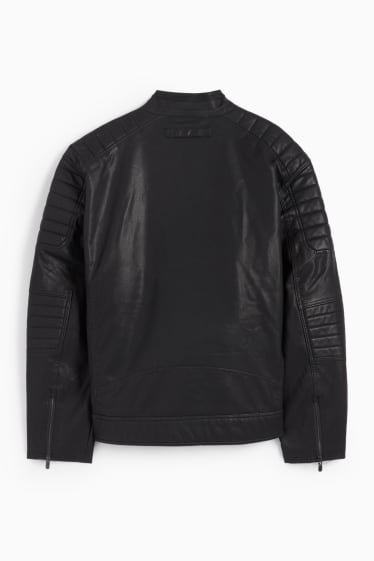 Hommes - Blouson motard - synthétique - noir