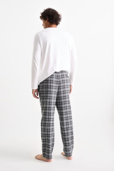 Uomo - Confezione da 2 - pantaloni pigiama di flanella - a quadretti - nero