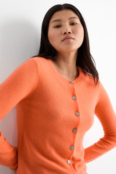 Damen - Kaschmir-Strickjacke - orange