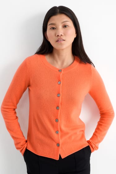 Damen - Kaschmir-Strickjacke - orange