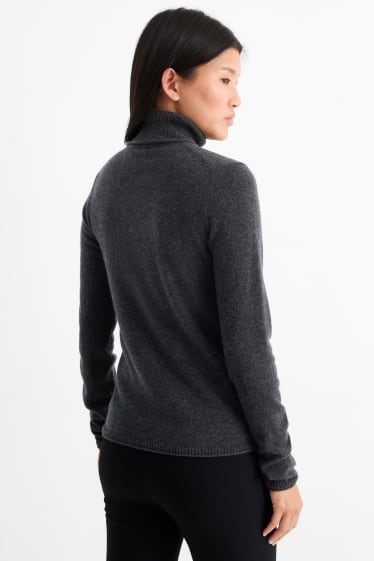 Femmes - Pull à col roulé en cachemire - gris foncé