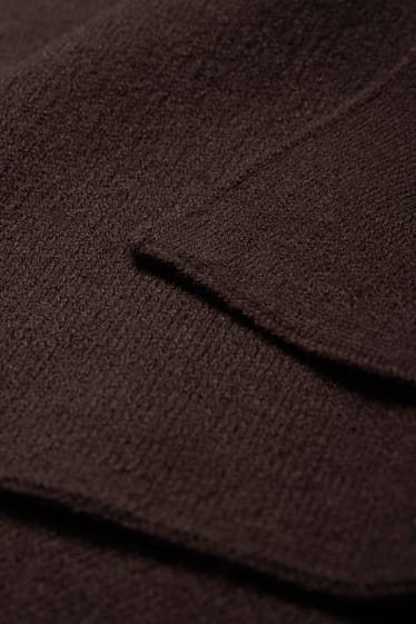 Women - Knitted poncho - dark brown
