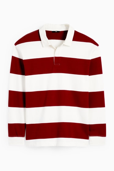 Herren - Poloshirt - gestreift - dunkelrot