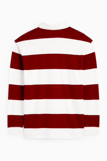 Herren - Poloshirt - gestreift - dunkelrot