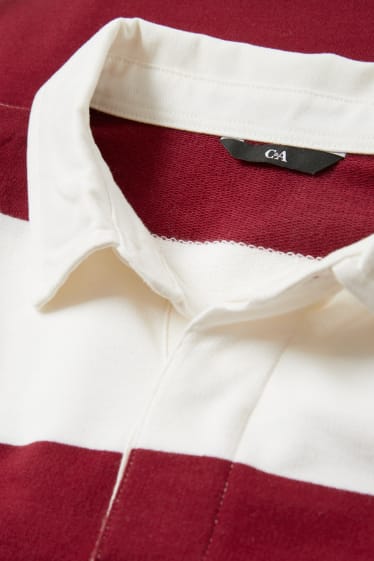 Herren - Poloshirt - gestreift - dunkelrot