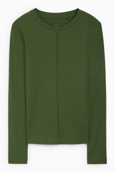 Damen - Basic-Langarmshirt - dunkelgrün