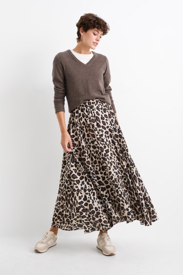 Women - Skirt - leopard print - brown