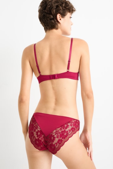 Women - Underwire bra - PLUNGE - padded - dark red