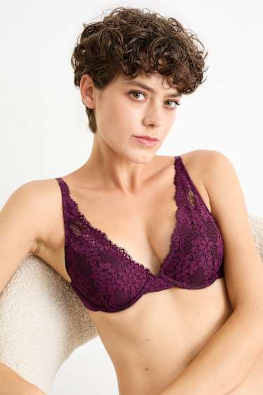 Femei - Sutien cu armătură - PLUNGE - vătuit - violet