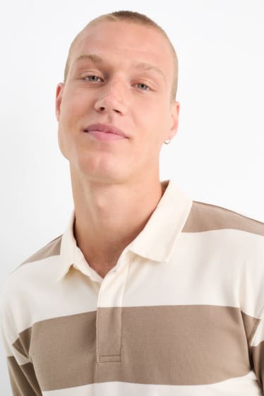 Herren - Poloshirt - gestreift - beige