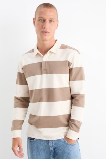 Herren - Poloshirt - gestreift - beige