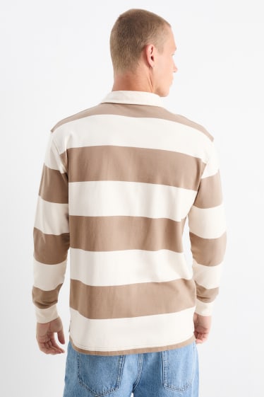 Herren - Poloshirt - gestreift - beige
