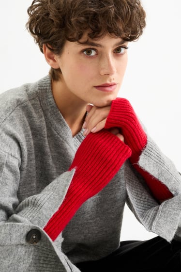 Donna - Scaldapolsi in maglia - rosso