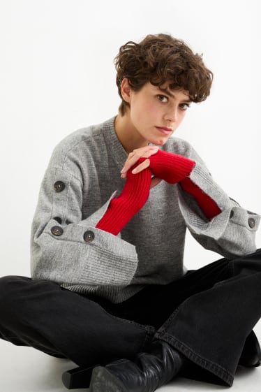 Donna - Scaldapolsi in maglia - rosso