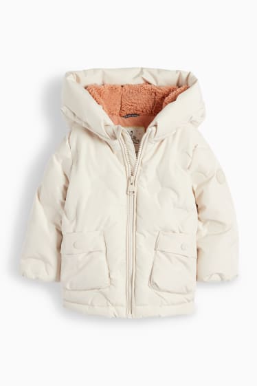 Baby Mädchen - Baby-Steppjacke mit Kapuze - hellbeige