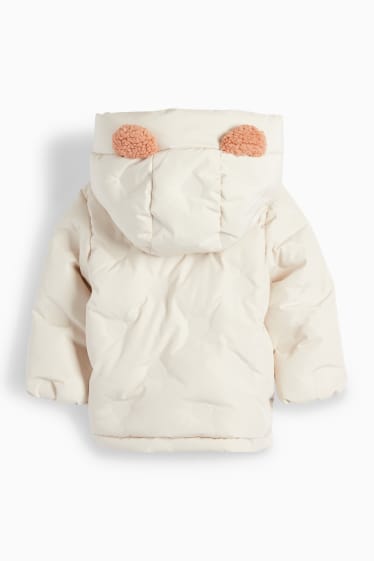 Baby Mädchen - Baby-Steppjacke mit Kapuze - hellbeige