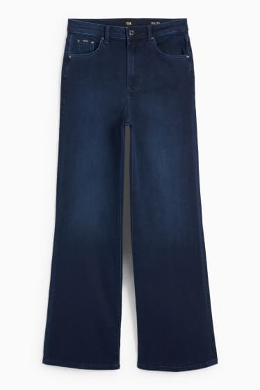 Damen - Wide Leg Jeans - High Waist - dunkeljeansblau