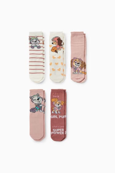 Niños: niñas - Pack de 5 - Patrulla Canina - Skye - calcetines con dibujo - rosa