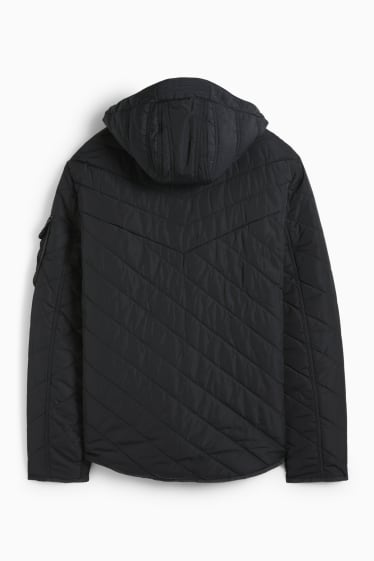 Herren - Steppjacke mit Kapuze - schwarz