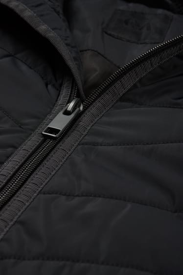 Herren - Steppjacke mit Kapuze - schwarz