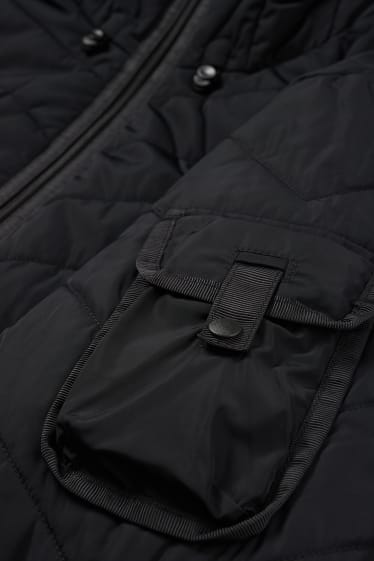 Herren - Steppjacke mit Kapuze - schwarz
