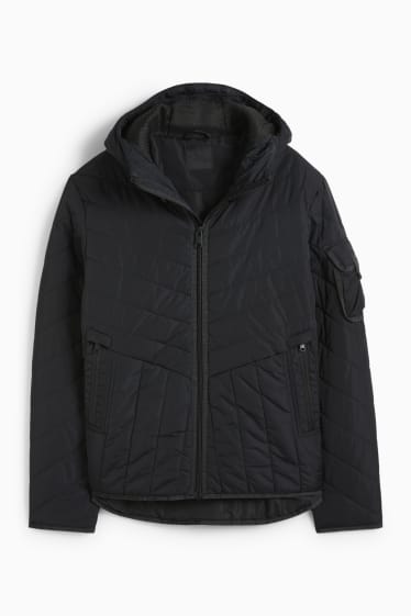 Herren - Steppjacke mit Kapuze - schwarz