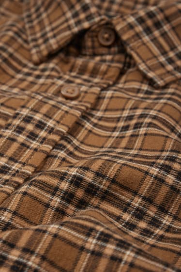 Men - Shirt - regular fit - kent collar - check - brown