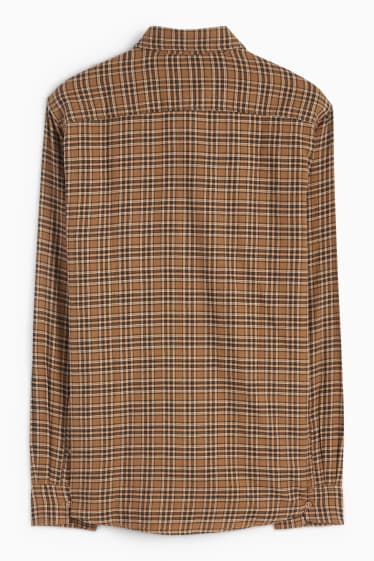 Men - Shirt - regular fit - kent collar - check - brown