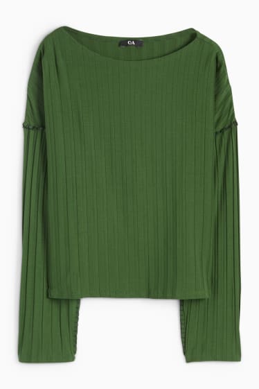 Femei - Tricou cu mânecă lungă - verde închis