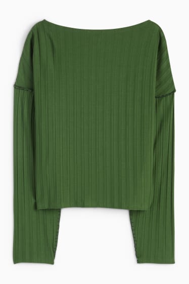 Femei - Tricou cu mânecă lungă - verde închis