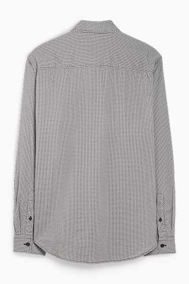 Bărbați - Cămașă - regular fit - guler Kent - print minimalist - gri închis