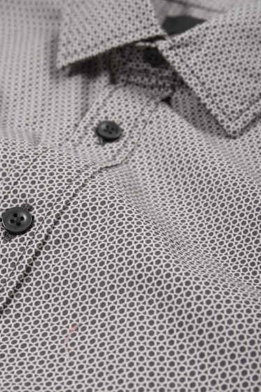 Bărbați - Cămașă - regular fit - guler Kent - print minimalist - gri închis