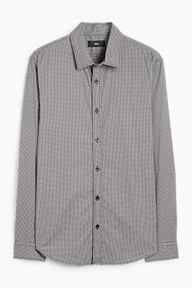Bărbați - Cămașă - regular fit - guler Kent - print minimalist - gri închis