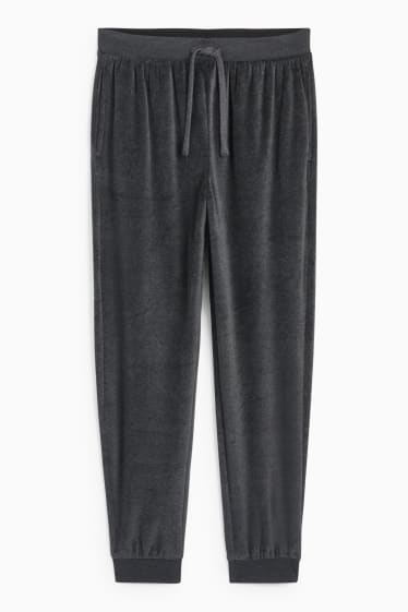 Uomo - Pantaloni pigiama di spugna - grigio scuro