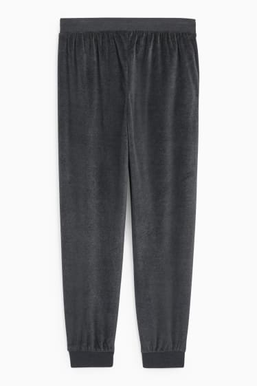 Uomo - Pantaloni pigiama di spugna - grigio scuro