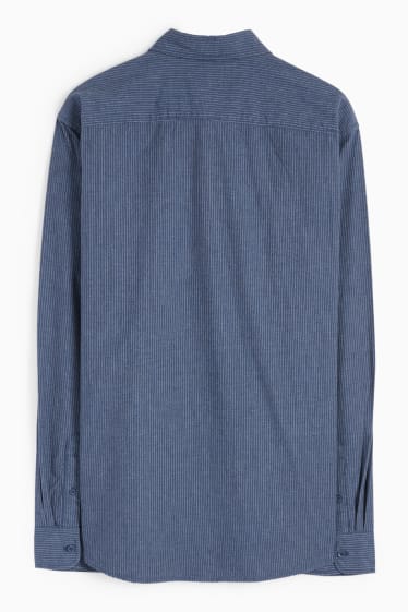 Men - Shirt - regular fit - kent collar - pinstripes - dark blue