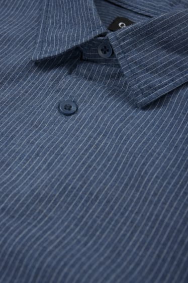 Men - Shirt - regular fit - kent collar - pinstripes - dark blue