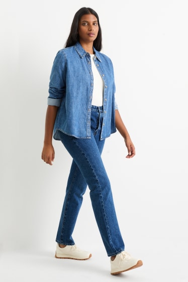 Donna - Vintage straight jeans - vita alta - jeans blu scuro