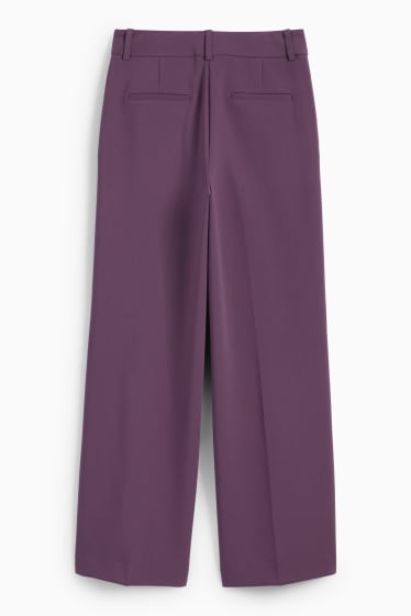 Donna - Pantaloni business - vita alta - gamba ampia - viola