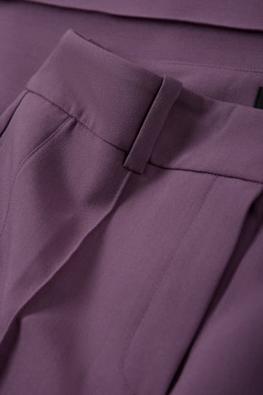 Donna - Pantaloni business - vita alta - gamba ampia - viola