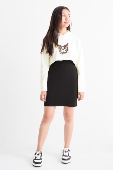 Kinder Mädchen - Kuromi - Set - Hoodie und Kleid - 2 teilig - weiß / schwarz