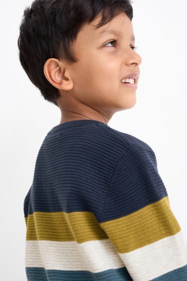 Kinder Jungen - Pullover - gestreift - dunkelblau