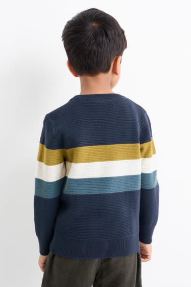 Kinder Jungen - Pullover - gestreift - dunkelblau