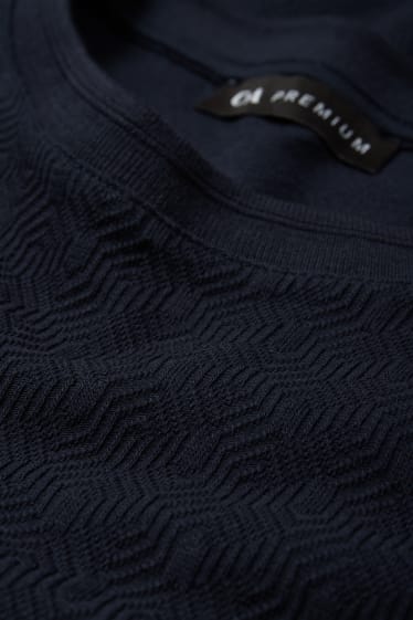 Herren - T-Shirt - strukturiert - dunkelblau