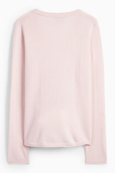Women - Cashmere V-neck jumper - rose