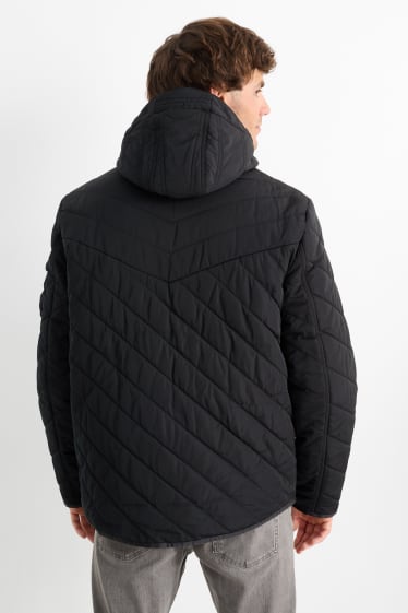 Herren - Steppjacke mit Kapuze - schwarz