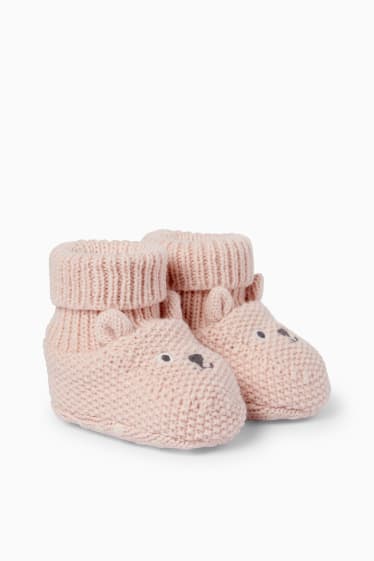 Neonate - Orsacchiotto - scarpine primi passi - rosa